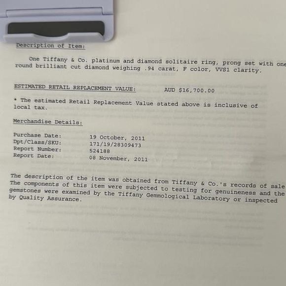 Tiffany & Co Engagement Ring 0.94ct - Picture 11 of 14